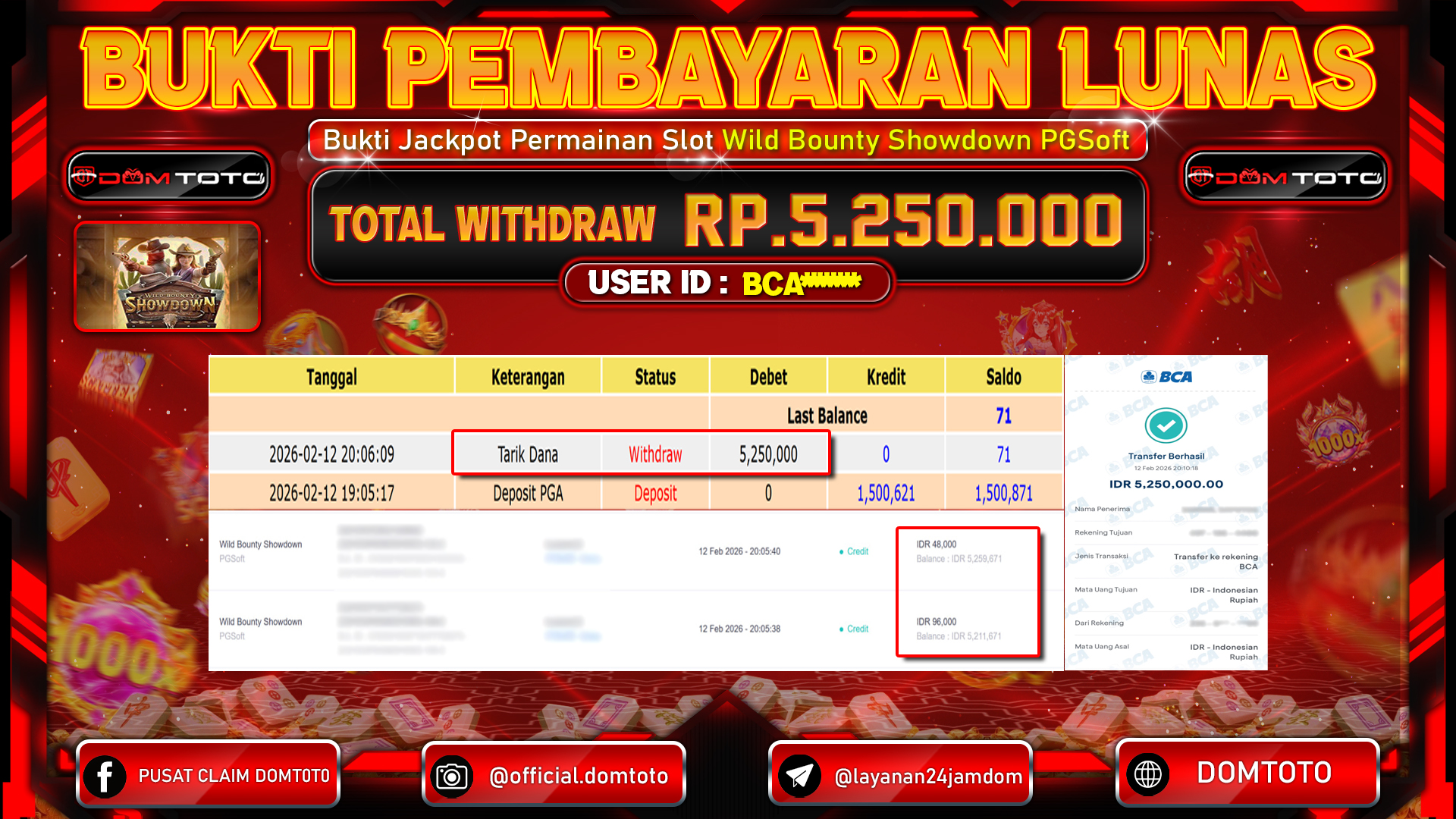 JACKPOT SLOT Menang Slot Wild Bounty Showdown PGSoft 12 FEBRUARI 2026